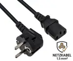DINIC Netzkabel, extra großen Querschnitt 1,5mm², CEE 7/7 - C13, VDE-zertifiziert, schwarz, 1,80m